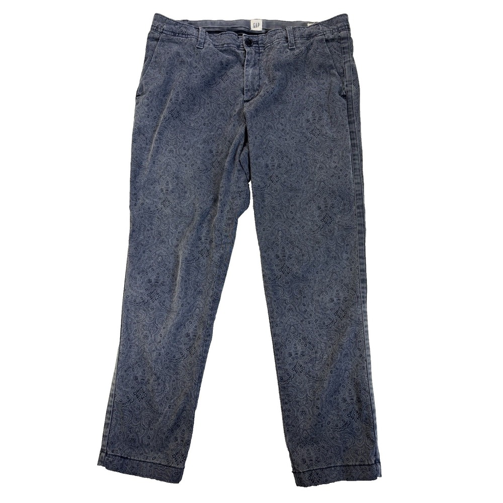 Gap Women's 12 Blue Geometric Girlfriend Chino Pants‎ Lived In 90's Y2K Preppy